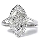 .15CT White Gold Pave Marquise Shape Fancy Diamond Right Hand Ring Size 6 (G/H/I2)
