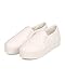 Breckelles DH58 Women Leatherette Quilted Round Toe Platform Slip On Sneaker - White