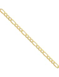 14k Yellow Gold 7in 4.75mm Solid Lightweight Figaro Chain Bracelet
