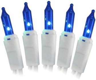 Everglow Christmas / Party Light Set 100ct. Blue Bulbs / White Wire