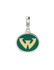 Wayne State WSU Collegiate Drop Charm Fits Most Pandora Style Bracelets Including Pandora, Chamilia, Zable, Troll and More. High Quality Bead in Stock for Fast Shipping.
