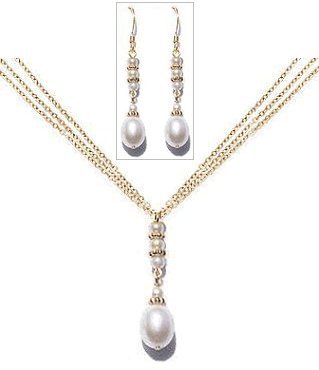 Click here to buy De-Lovely Necklace and Earring Set - White Fresh Water Pearl.