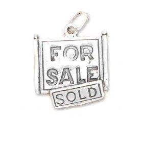 House for Sale Sign Realtor Sterling Silver Charm