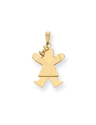 14k Solid Engravable Girl with Bow on Left Charm