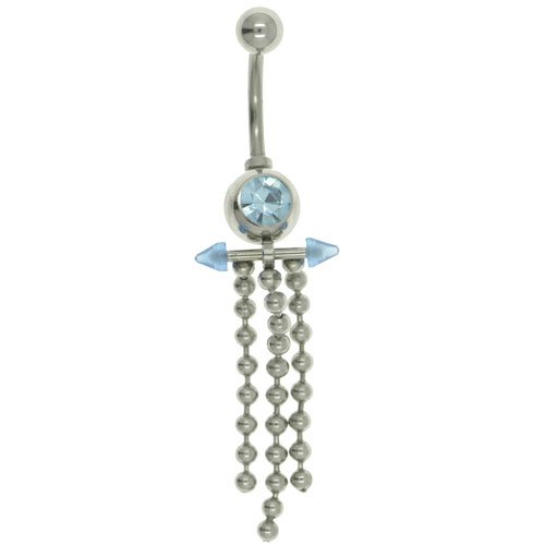 Belly Button Rings Aqua Bead Chain Dangle Summer Fashion Belly Navel Ring Body Jewelry