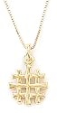 14k Yellow Gold Jerusalem Cross Pendant by Bob Siemon, 18"