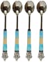 Decorative Condiment Spoon with Aqua Blue Colored and Bone Handle Set of Four