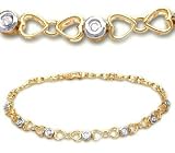 14kt Two-Tone Gold And .13 Carat Total Weight Round Brillant Diamond Heart Bracelet