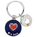 Heart U Back Sterling Silver Navy Blue and Red Heart Companion Key Ring
