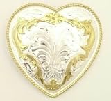 German Silver Heart Western Belt Buckle   3-1/4 x 3 