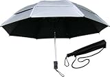 GustBuster SunBuster Metro 43-Inch Folding Umbrella Silver with UV and Sun Protection