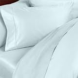 600TC Single-Ply Cotton Sheet Set with Bonus Cases, Queen, Sky Blue