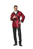 Mens Adult Halloween Costumes Hugh Hefner Playboy Smoking Jacket Robe Costume Theme Party Outfit Leg Avenue One Size, Burgundy/Black