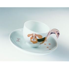 Guzzini Set of two Dog Espresso Cups, Saucers and Spoons