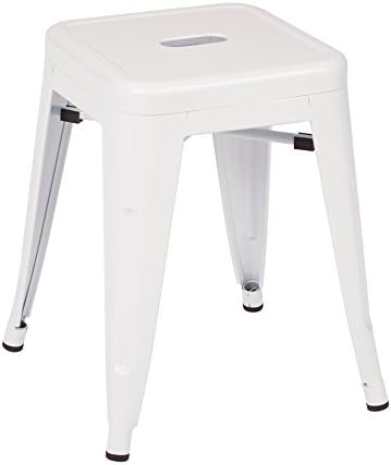 Metal Backless Stool in White - Set of 2