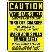 CAUTION WEAR FACE SHIELD BATTERIES MAY EXPLODE TURN OFF CHARGER TO CONNECT OR DISCONNECT BATTERY... by Accuform