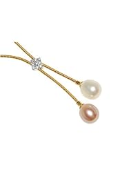 Natural Colored Fresh Water 10.00 Multi-Colored Drop Pearls, Set on an 18K Yellow Gold Hand-Woven Lariette Necklace, Enhanced with Pave Set Diamonds.