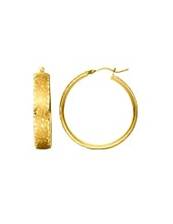14K Yellow Gold Satin Hoop Earrings (1 inch Diameter)