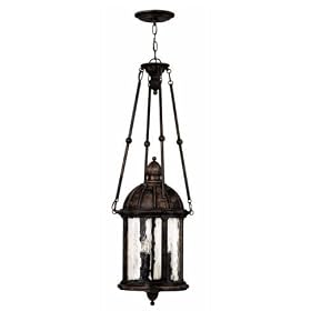 Hinkley Lighting 1782FB-DS Capitol Dark Sky 1 Light Outdoor Hanging Lantern in Forum Bronze with Clear Water glass