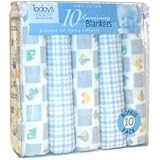 10 Pack of Cotton Flannel Receiving Blankets Color: Blue