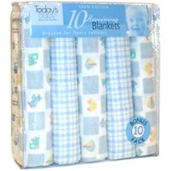 10 Pack of Cotton Flannel Receiving Blankets