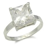 3 Carats Princess Cut Cubic Zirconia Engagement Ring