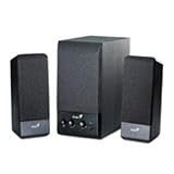 Genius SW-S2.1 350 Black, 10W, 110V-US. 9 watt 3-piece speaker system. The wood subwoofer with a 3 driver.