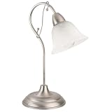 Globe Candice Table Lamp, Brushed Steel with Alabaster Globe #61070