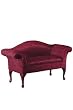 Rolled-arm Settee Burgundy Damask 54"w