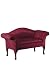 Rolled-arm Settee Burgundy Damask 54"w