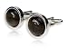 Timeless Round Dark Brown Catseye Cufflinks Framed in Silver with Presentation Box