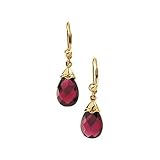 14K Yellow Gold Briolette Brazilian Garnet Earrings