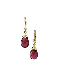 14K Yellow Gold Briolette Brazilian Garnet Earrings -- LIFETIME WARRANTY
