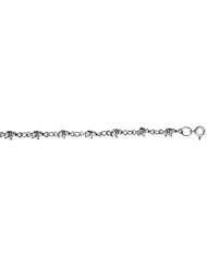 Sterling Silver Elephant Charm Bracelet, 3/16 inch wide