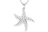 1/4 Carat Diamond 14K White Gold Starfish Pendant w/Chain