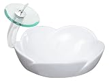 Ticor Lotus Vessel Porcelain Single Bowl Bathroom Sink and Chrome Waterfall Faucet