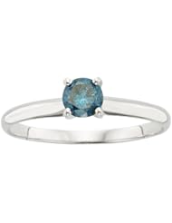 1/3 CTS Blue Diamond Solitaire Ring Size- 7