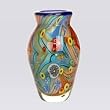 Hand Blown Abstract Spiral Art Glass Vase 8.5" tall