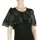 FANCY BLACK ORGANZA CAPLET SHAWL WRAP