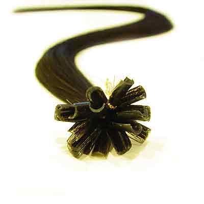 Fusion Hair Extensions made with 100% Human Hair Real Indian Remy w/ Fusion U-Tip - Silky Straight 02 Dark Brown