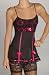 Shirley of Hollywood Flocked Dot and Mesh Chemise with G-String (20402)