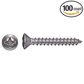 14 Thd., 1. Lg., Oval Head Phillips Stainless Steel Sheet Metal Screws (100 Per Package)