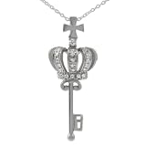 Sterling Silver Royal Key Crown Pendant