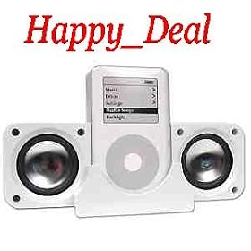 Happy Deal: WHITE PORTABLE FOLDING SPEAKERS FOR IPOD VIDEO, CLASSIC, TOUCH, IPHONE NANO (1ST, 2ND, 3RD GENERATION), MINI, SHUFFLE PLUS ALL OTHER MP3 AND MP4 PLAYERS *INCLUDES POWER ADAPTER*