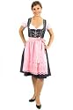 Trachten Dirndl, schwarz mit Strass-Steinen, Punktemuster und Bl&uuml;mchen-Stickerei, rosa Sch&uuml;rze