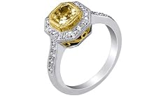 18KT 2T Gold Certified Fancy Yellow Radiant Cut Diamond Ring