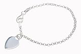 Italian Sterling Silver Children's Length Heart Tag Bracelet
