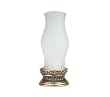 14" Battery Operated Lighted LED Hurricane Lamp With Vintage Gold Base