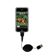 Retractable USB Cable for the Apple iPhone with Power Hot Sync and Charge capabilities - Gomadic Brand w/ TipExchange Technology