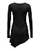 Lock and Love WT960 Womens V Neck Long Sleeve Tunic Top with Asymmetrical Hem L Black